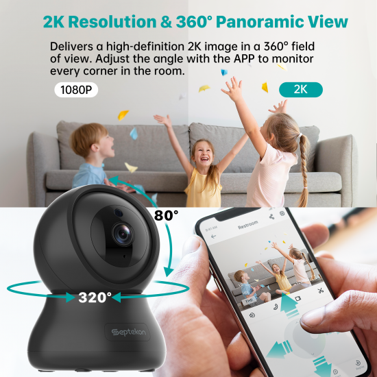 Indoor Security Camera 2K, FamViva 360° Pan Tilt Baby Monitor Pet Camera, 2.4GHz Wi-Fi Camera with Night Vision, Motion Detection, 2-Way Audio Siren, Cloud/SD Card, Compatible with Alexa- 4pack