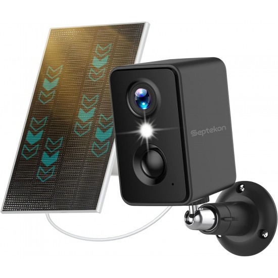 Septekon 2K Security Camera Outdoor, CCTV Camera Wireless,Flood Light WiFi Battery Camera with Solar Panel,PIR Human Detection with Color Night Vision, 2-Way Talk, IP66 Waterproof-Black Septekon 2K Security Camera Outdoor, CCTV Camera Wireless,Flood Light WiFi Battery Camera with Solar Panel,PIR Human Detection with Color Night Vision, 2-Way Talk, IP66 Waterproof-Black