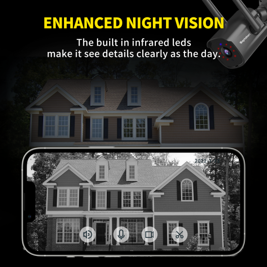Septekon Outdoor Security Camera, 2K Cameras for Home Security, Dual Antenna 2.4G WiFi Camera with Night Vision, AI Motion Detection, 2-Way Audio, IP66 Waterproof, Black Septekon Outdoor Security Camera, 2K Cameras for Home Security, Dual Antenna 2.4G WiFi Camera with Night Vision, AI Motion Detection, 2-Way Audio, IP66 Waterproof, Black