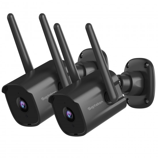 Septekon Outdoor Security Camera, 2K Cameras for Home Security, Dual Antenna 2.4G WiFi Camera with Night Vision, AI Motion Detection, 2-Way Audio, IP66 Waterproof, Black-2 pack Septekon Outdoor Security Camera, 2K Cameras for Home Security, Dual Antenna 2.4G WiFi Camera with Night Vision, AI Motion Detection, 2-Way Audio, IP66 Waterproof, Black-2 pack