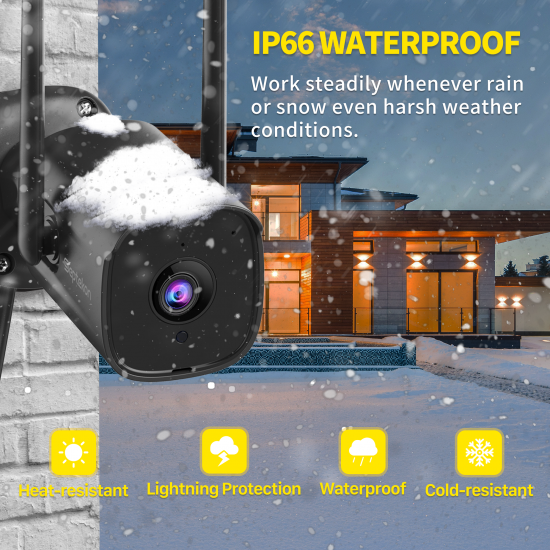 Septekon Outdoor Security Camera, 2K Cameras for Home Security, Dual Antenna 2.4G WiFi Camera with Night Vision, AI Motion Detection, 2-Way Audio, IP66 Waterproof, Black Septekon Outdoor Security Camera, 2K Cameras for Home Security, Dual Antenna 2.4G WiFi Camera with Night Vision, AI Motion Detection, 2-Way Audio, IP66 Waterproof, Black