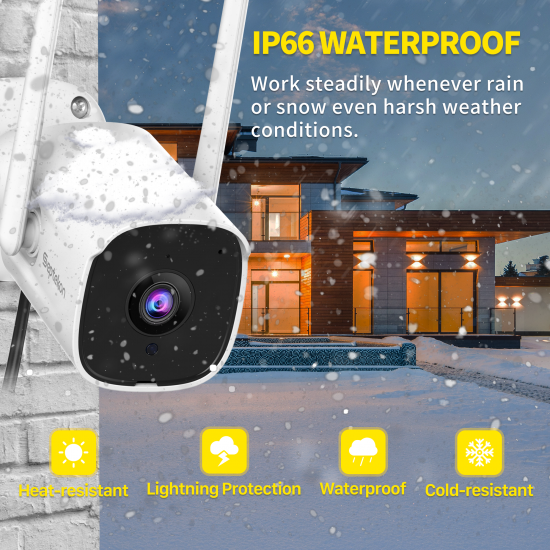 Septekon Outdoor Security Camera, 2K Cameras for Home Security, Dual Antenna 2.4G WiFi Camera with Night Vision, AI Motion Detection, 2-Way Audio, IP66 Waterproof, White Septekon Outdoor Security Camera, 2K Cameras for Home Security, Dual Antenna 2.4G WiFi Camera with Night Vision, AI Motion Detection, 2-Way Audio, IP66 Waterproof, White