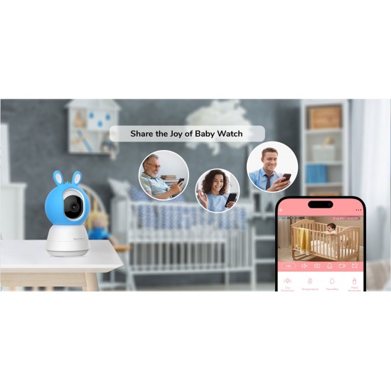 Septekon Video Baby Monitor with Camera and Audio -  Remote Pan Tilt Zoom, Two-Way Talk, Night Vision, Thermal Room Monitor, Lullabies & White Noise