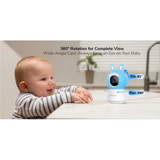 Septekon Video Baby Monitor with Camera and Audio -  Remote Pan Tilt Zoom, Two-Way Talk, Night Vision, Thermal Room Monitor, Lullabies & White Noise